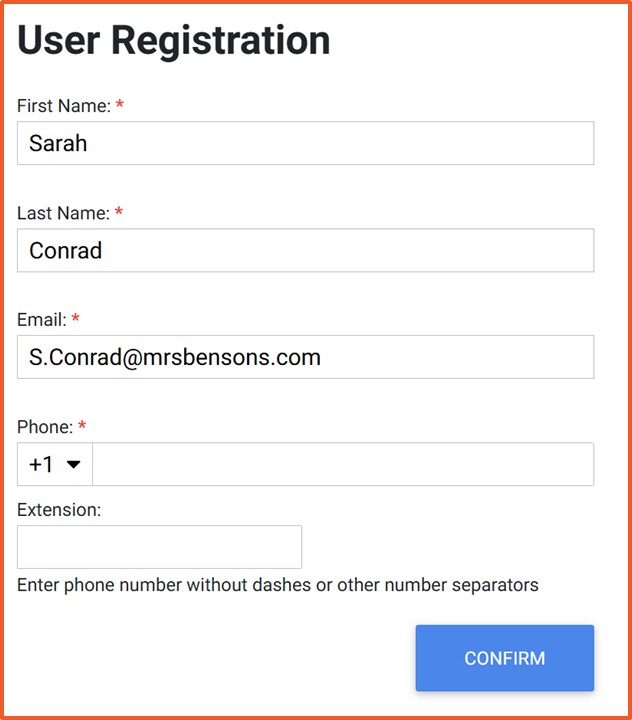 User Info Conformation