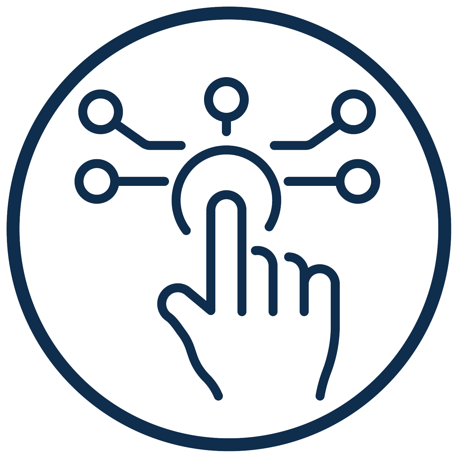 複数の円を選択する指のアイコン。